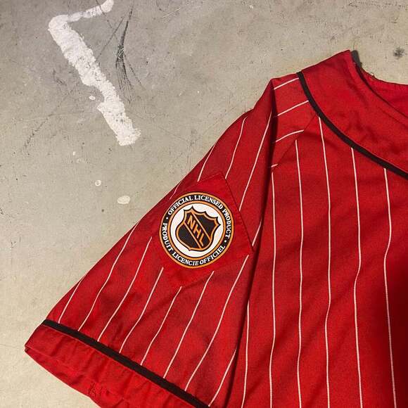Vintage 90s Chicago Blackhawks Starter Pinstripe Baseball Jersey - Picture 4 of 6